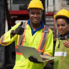 Black,African,Male,And,Female,Worker,Showing,Thumbs,Up,With Black,African,Male,And,Female,Worker,Showing,Thumbs,Up,With