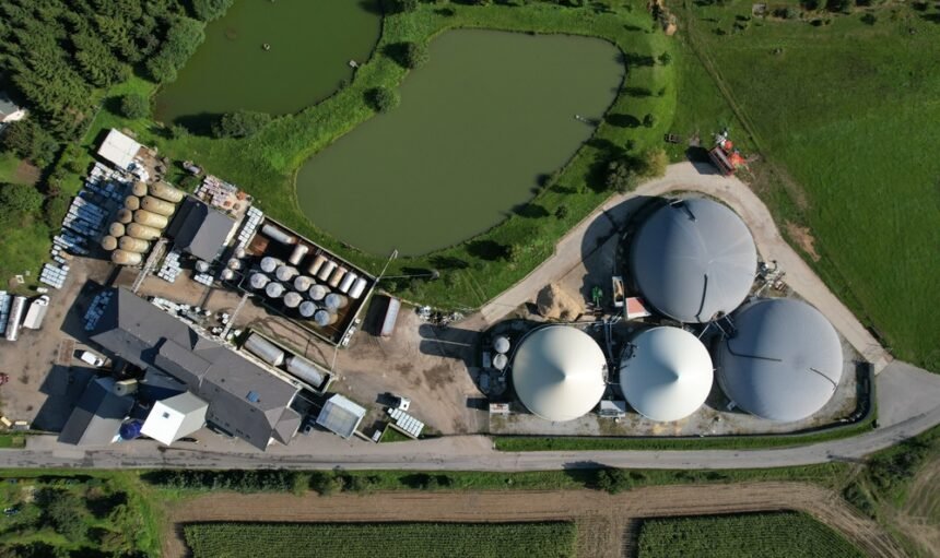 Biogas,Production,,Biogas,Plants,,Bioenergy,aerial,Panorama,Landscape,View,Of,Bio